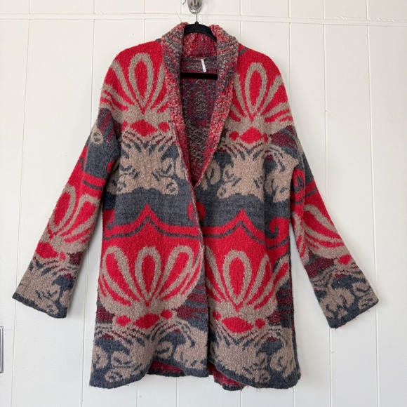 Free People Sweaters - Free People Womens Intarsia Knit Oversized Cardigan Sweater Size M/L Boho